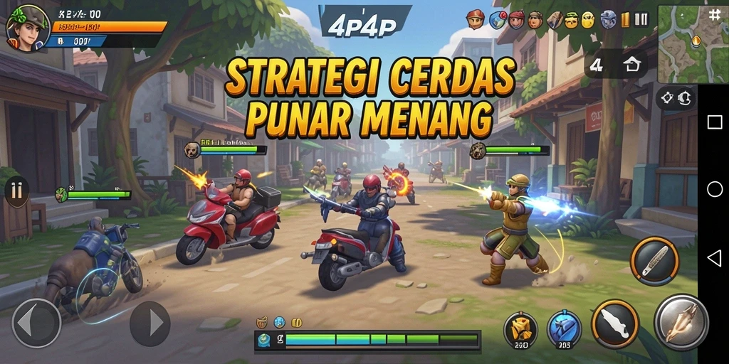 Screenshot 4P4P menampilkan gameplay strategi yang mendebarkan.