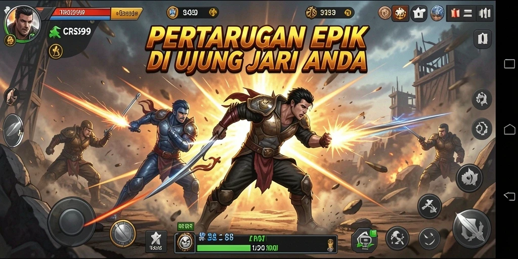 Tangkapan layar game CRS99 menampilkan aksi pertarungan yang dinamis dan seru.