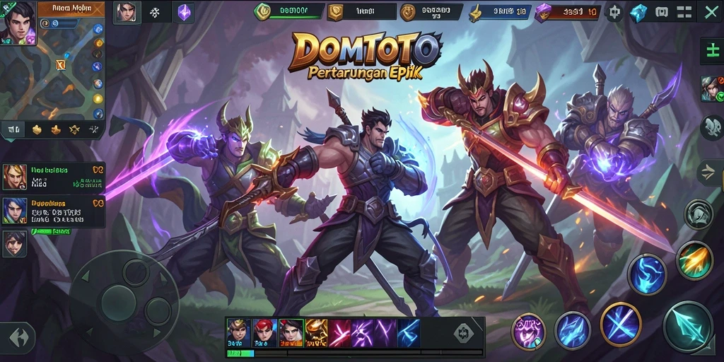 Tampak aksi seru dalam permainan MOBA DOMTOTO.