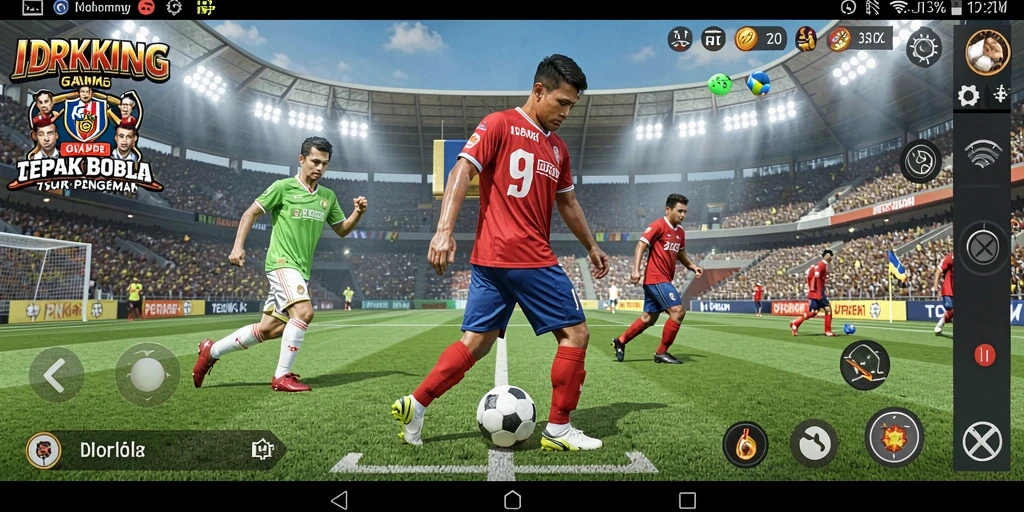 Screenshot <strong>IDRKING</strong> menampilkan aksi permainan sepak bola yang seru dan mendebarkan.