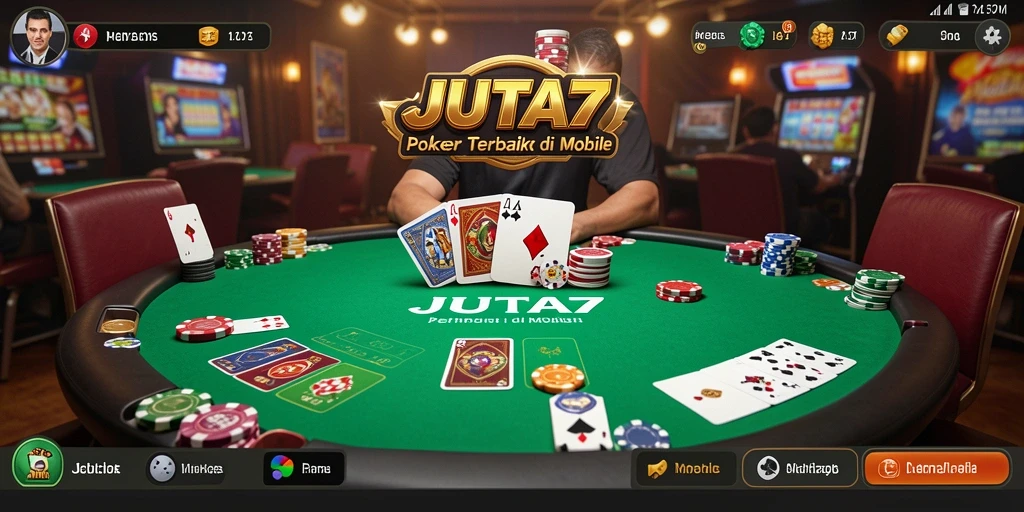 Screenshot gameplay JUTA7 menampilkan aksi seru permainan Poker.