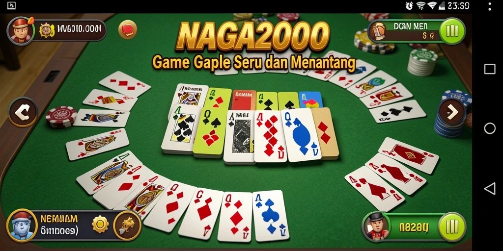Screenshot utama NAGA2000 menampilkan gameplay Gaple yang seru.