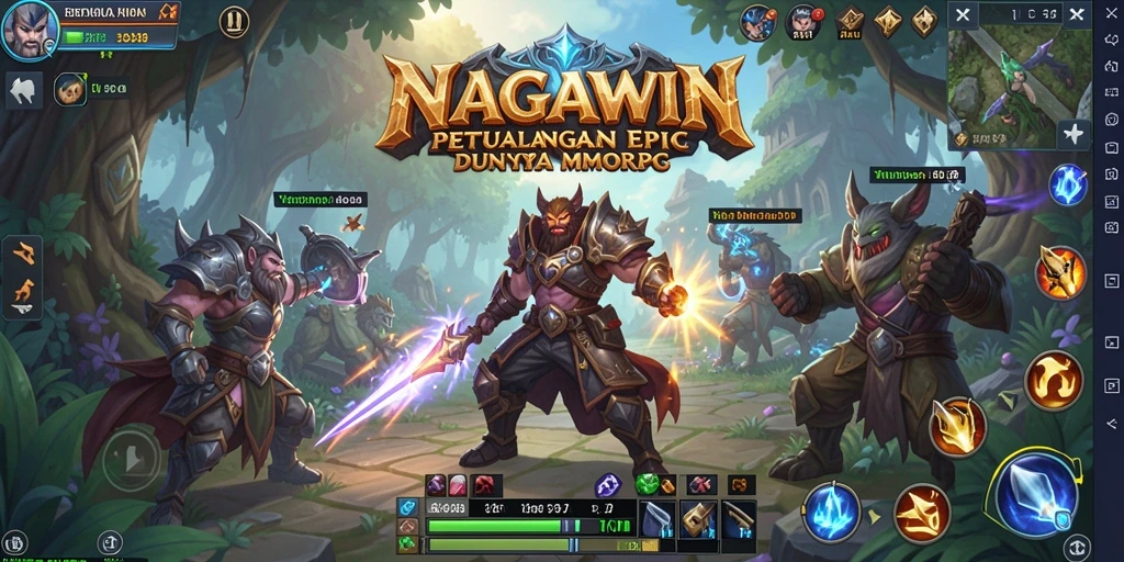 Gameplay seru NAGAWIN dengan pertempuran epik dan petualangan.